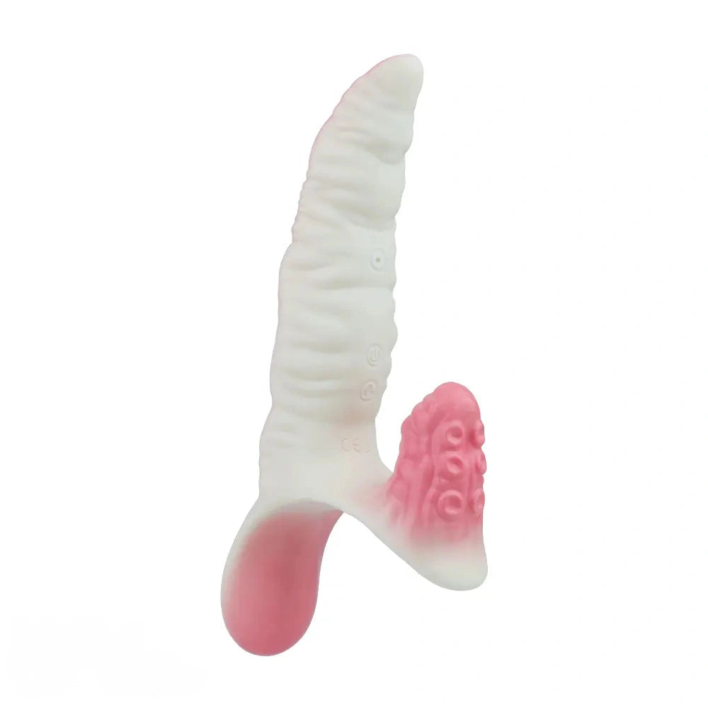 6.5in Tentacle Strap on Vibrating Dildo Natural Curved Soft Liquid Silicone