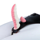 6.5in Tentacle Strap on Vibrating Dildo Natural Curved Soft Liquid Silicone
