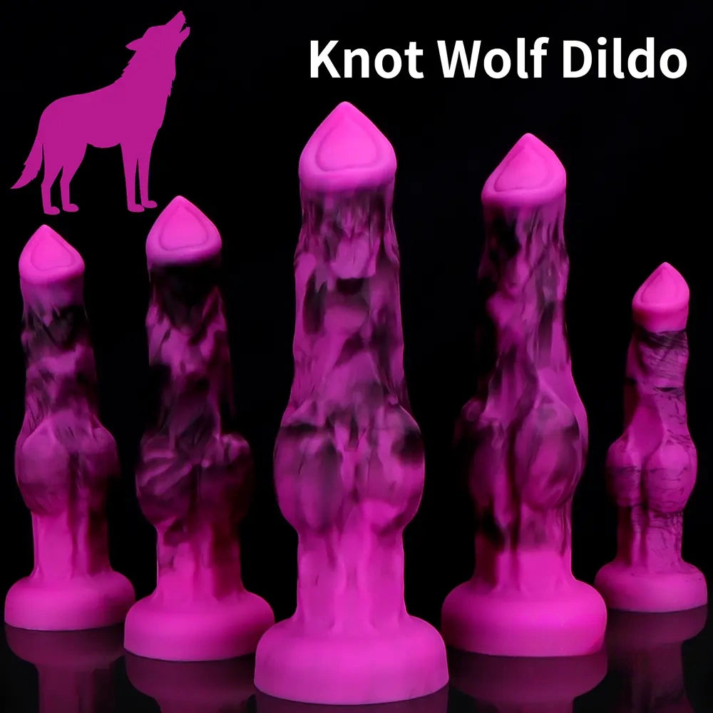 6.65in 7.63in 8.3in 9.25in 10.03in Fantasy Dog Knot Silicone Soft Dildo