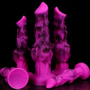 6.65in 7.63in 8.3in 9.25in 10.03in Fantasy Dog Knot Silicone Soft Dildo