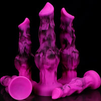 6.65in 7.63in 8.3in 9.25in 10.03in Fantasy Dog Knot Silicone Soft Dildo