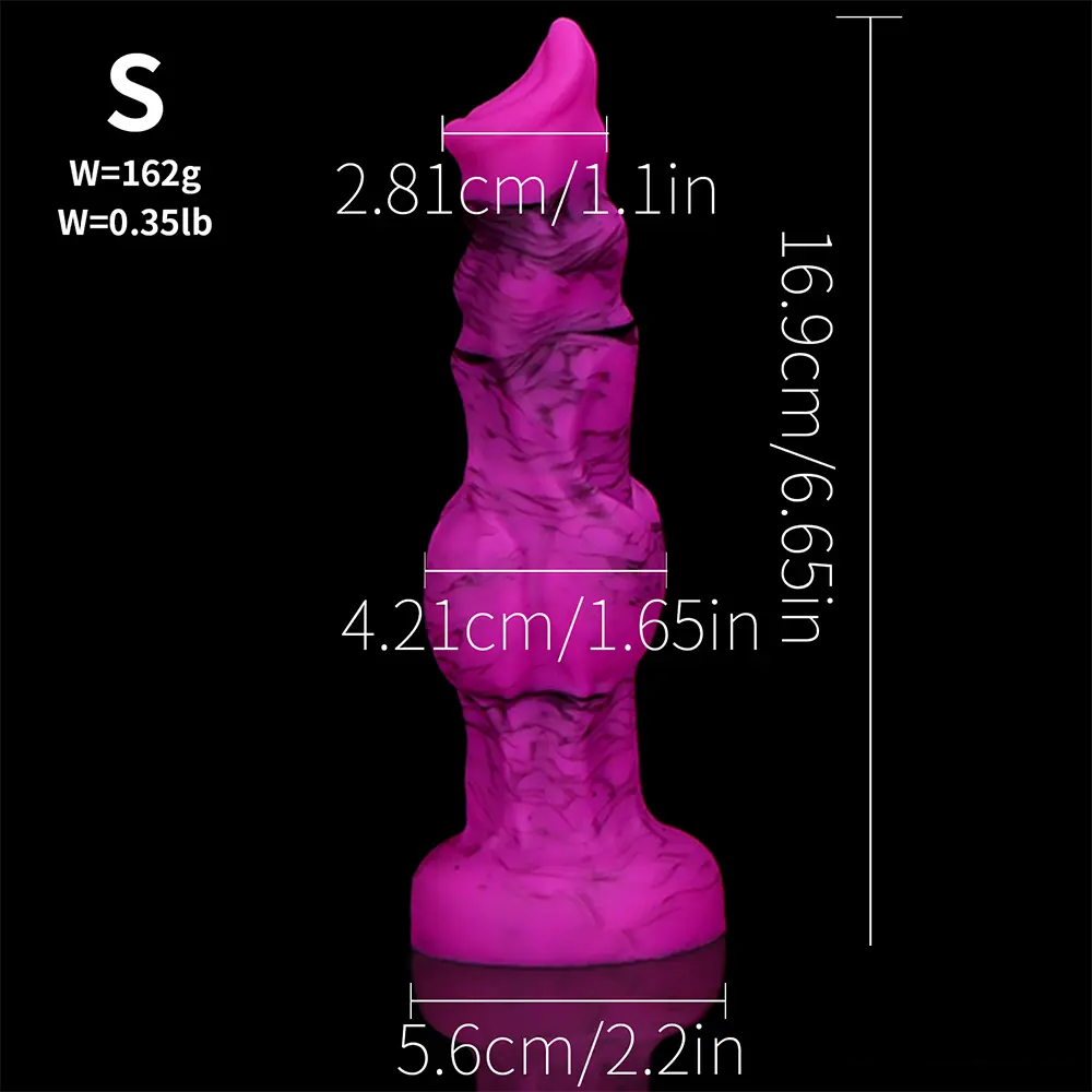 6.65in 7.63in 8.3in 9.25in 10.03in Fantasy Dog Knot Silicone Soft Dildo