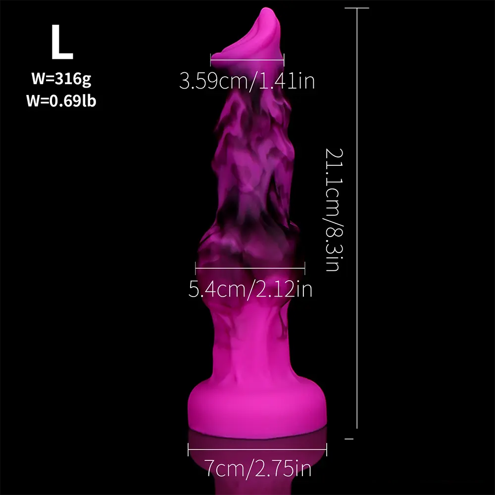 6.65in 7.63in 8.3in 9.25in 10.03in Fantasy Dog Knot Silicone Soft Dildo