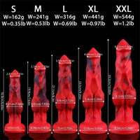 6.65in 7.63in 8.3in 9.25in 10.03in Red Black Mixed Monster Dog Knot Dildo