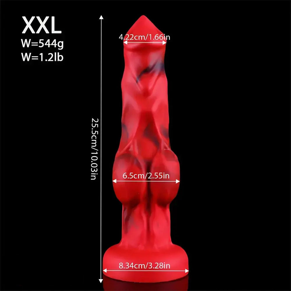6.65in 7.63in 8.3in 9.25in 10.03in Red Black Mixed Monster Dog Knot Dildo