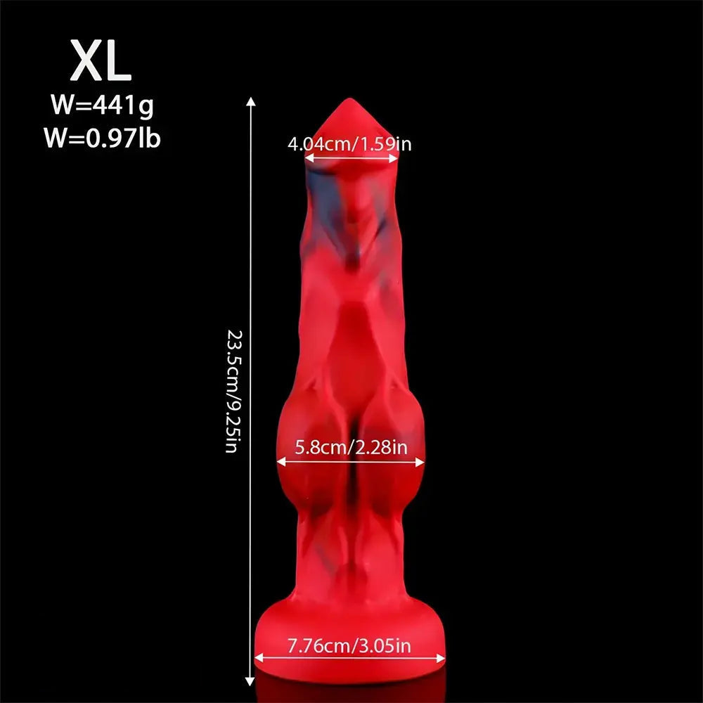 6.65in 7.63in 8.3in 9.25in 10.03in Red Black Mixed Monster Dog Knot Dildo