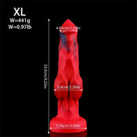 6.65in 7.63in 8.3in 9.25in 10.03in Red Black Mixed Monster Dog Knot Dildo