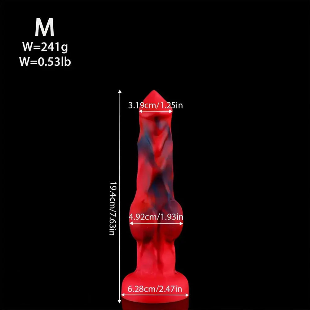 6.65in 7.63in 8.3in 9.25in 10.03in Red Black Mixed Monster Dog Knot Dildo
