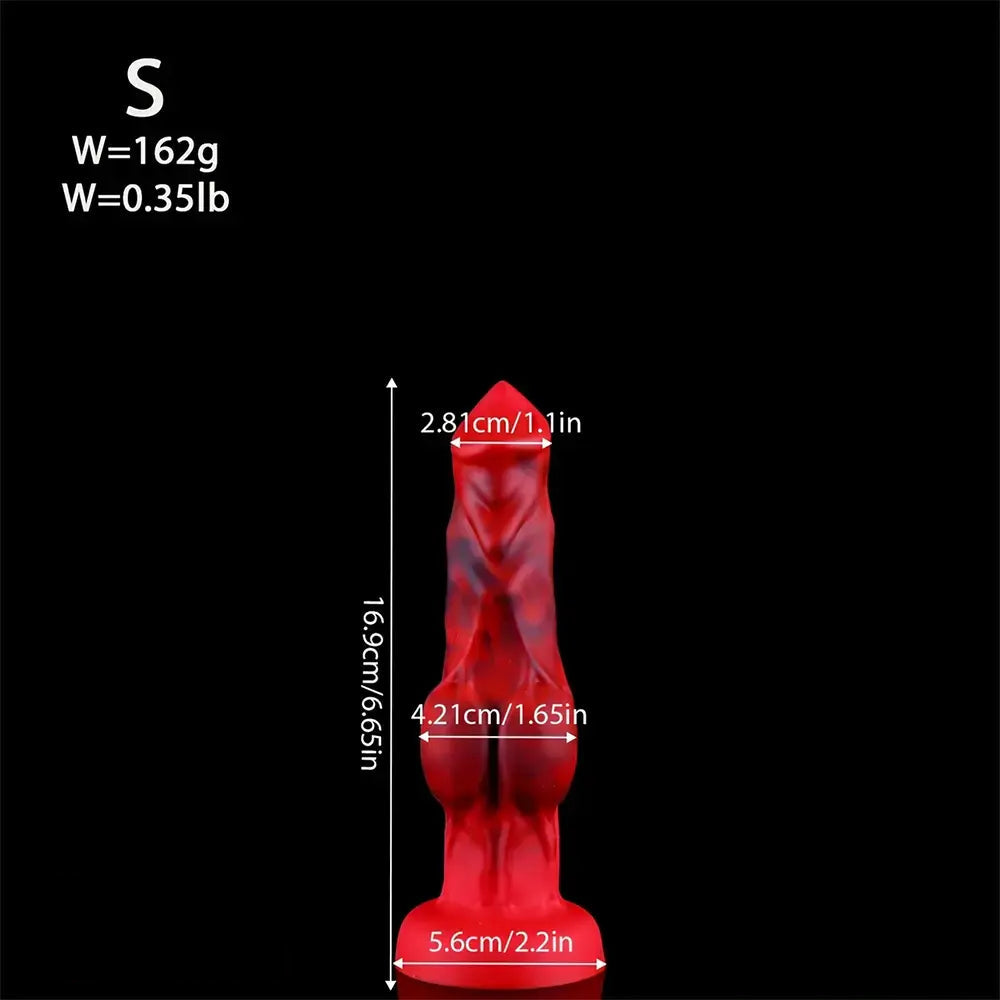 6.65in 7.63in 8.3in 9.25in 10.03in Red Black Mixed Monster Dog Knot Dildo