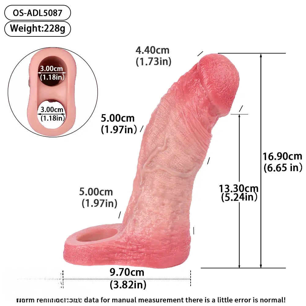 6.65in Real Lifelike Hollow Silicone Soft Dildo Penis Sleeve For Lengthened