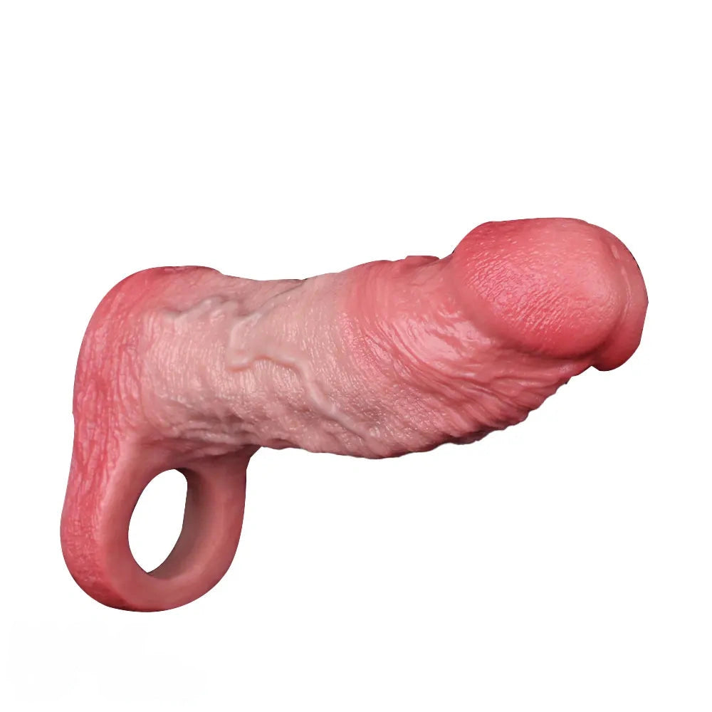6.65in Real Lifelike Hollow Silicone Soft Dildo Penis Sleeve For Lengthened