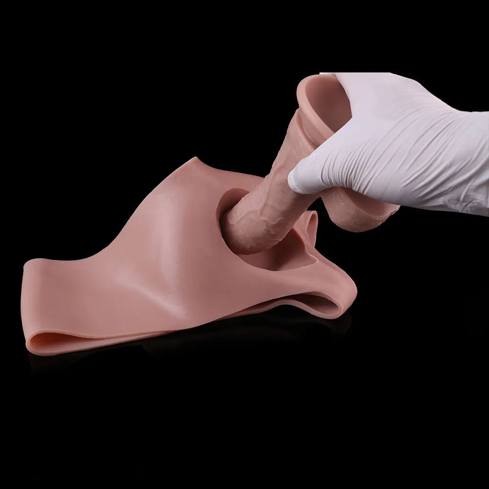 6.65in Silicone Realistic Feeling Strap on Dildo Pants Hollow Cock Sleeve