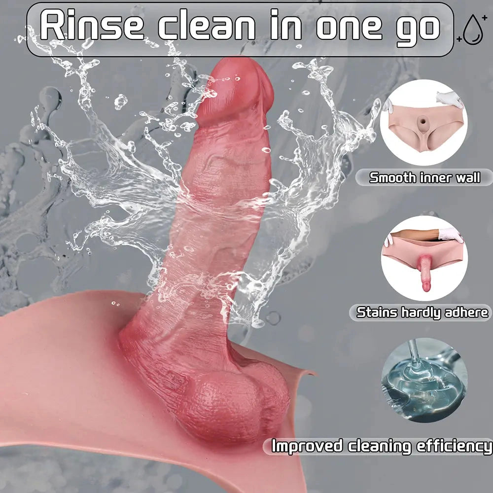 6.65in Silicone Realistic Feeling Strap on Dildo Pants Hollow Cock Sleeve