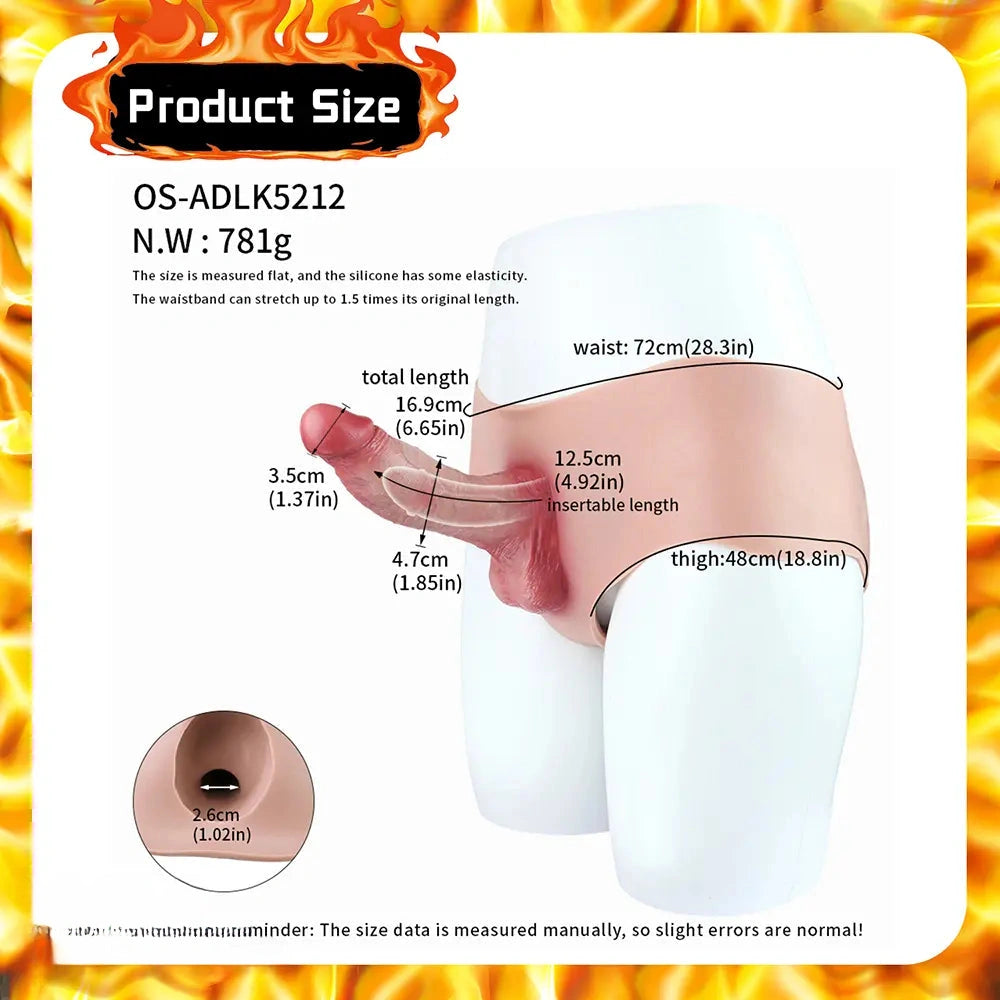 6.65in Silicone Realistic Feeling Strap on Dildo Pants Hollow Cock Sleeve
