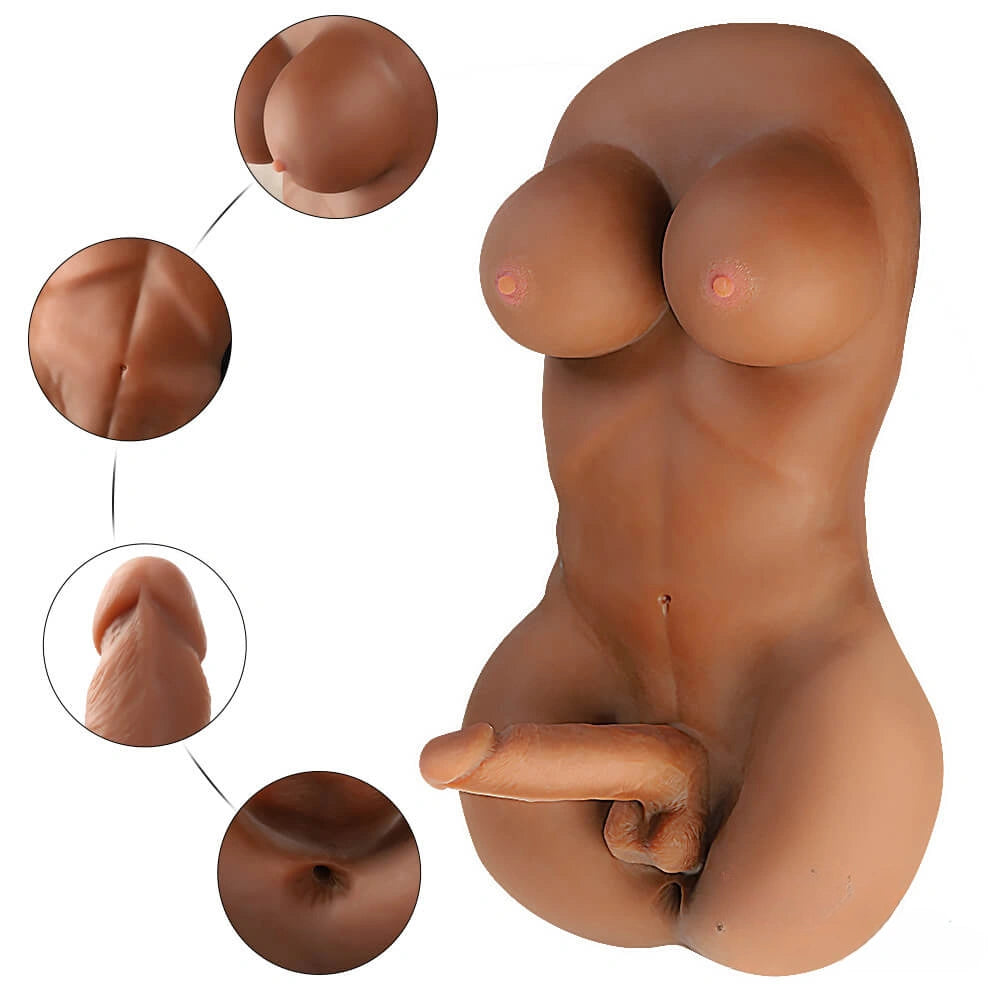 6.69in 360° Rotation Flexible Dildo 16.09lb Shemale Torso Doll
