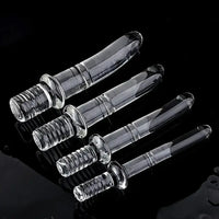 6.69in 6.88in 7.08in 7.28in Clear Unisex Glass Crystal Dildo With Handel