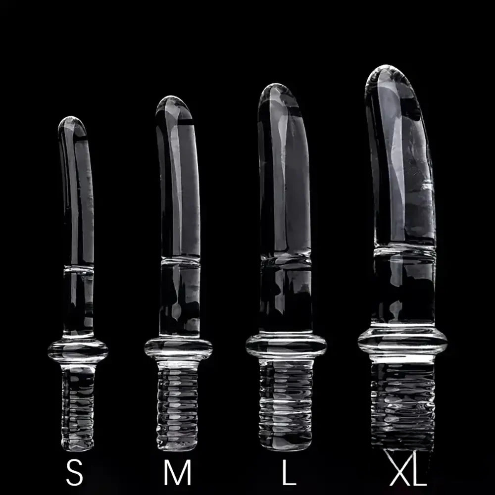 6.69in 6.88in 7.08in 7.28in Clear Unisex Glass Crystal Dildo With Handel