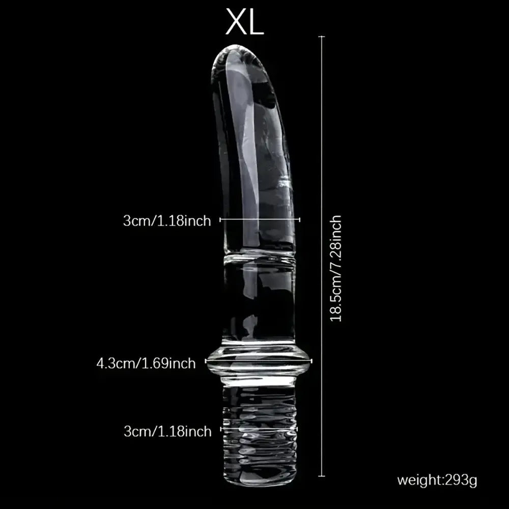 6.69in 6.88in 7.08in 7.28in Clear Unisex Glass Crystal Dildo With Handel
