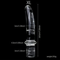 6.69in 6.88in 7.08in 7.28in Clear Unisex Glass Crystal Dildo With Handel