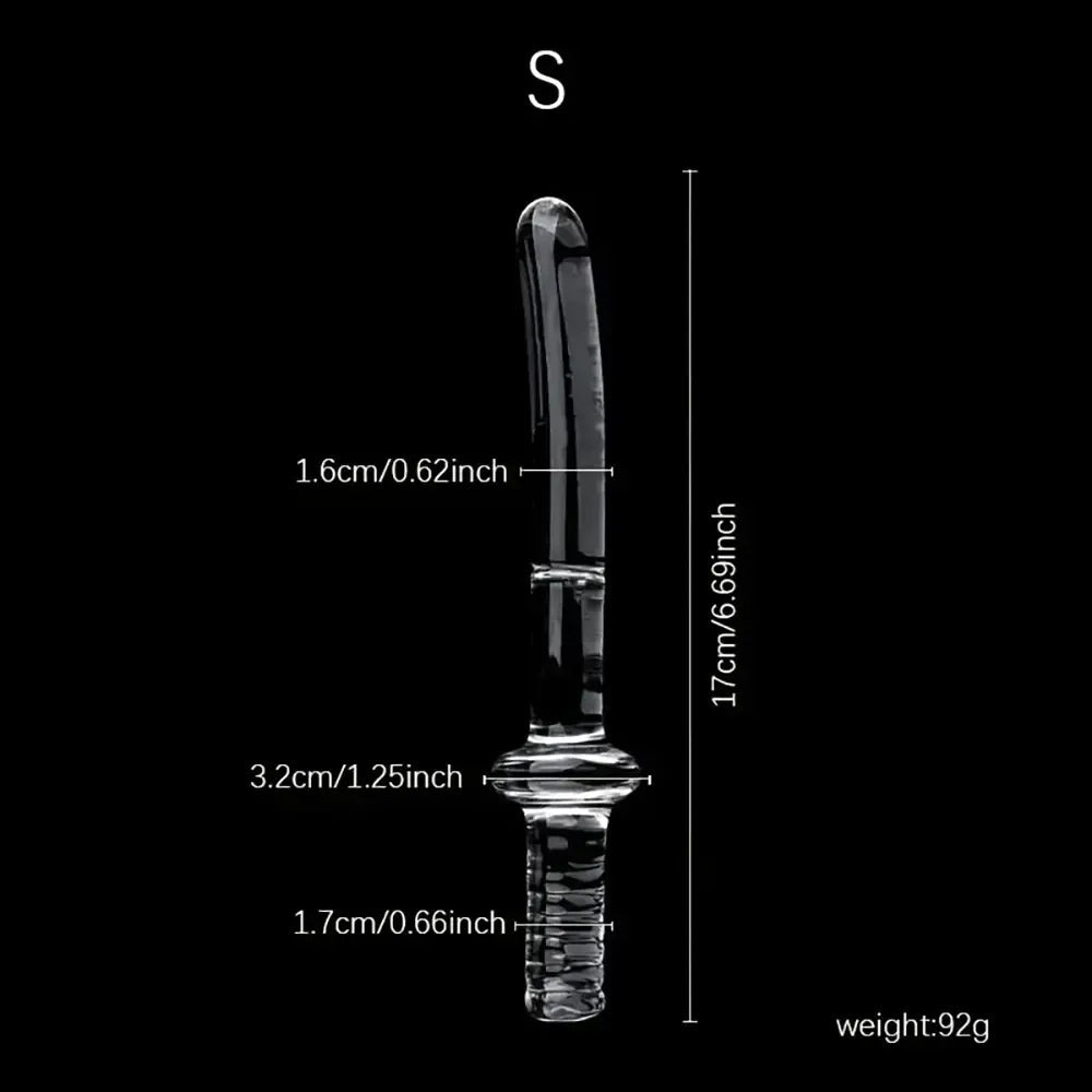 6.69in 6.88in 7.08in 7.28in Clear Unisex Glass Crystal Dildo With Handel