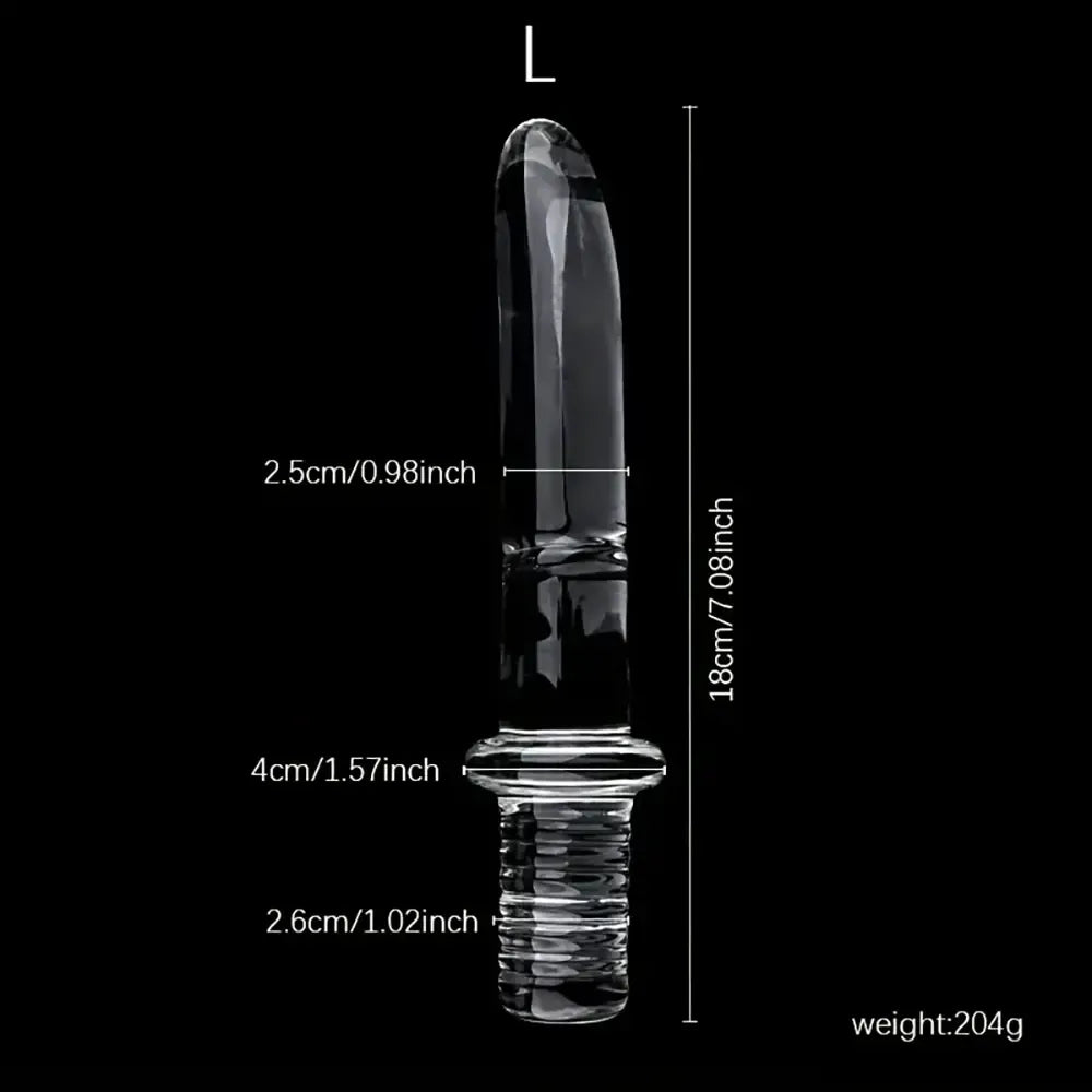 6.69in 6.88in 7.08in 7.28in Clear Unisex Glass Crystal Dildo With Handel