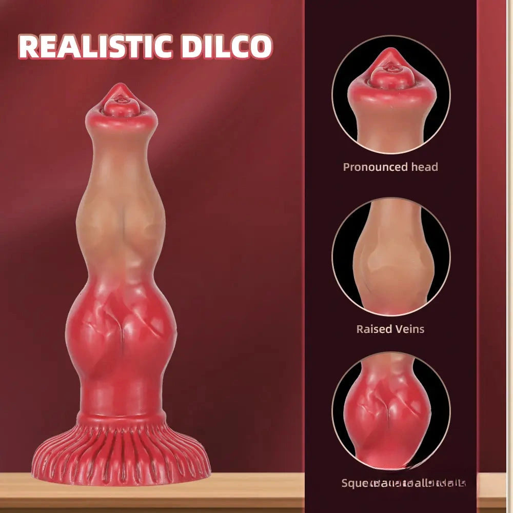 6.69in 7.48in 9.06in SML Silicone Fantasy Animal Dog Soft Cock Dildo