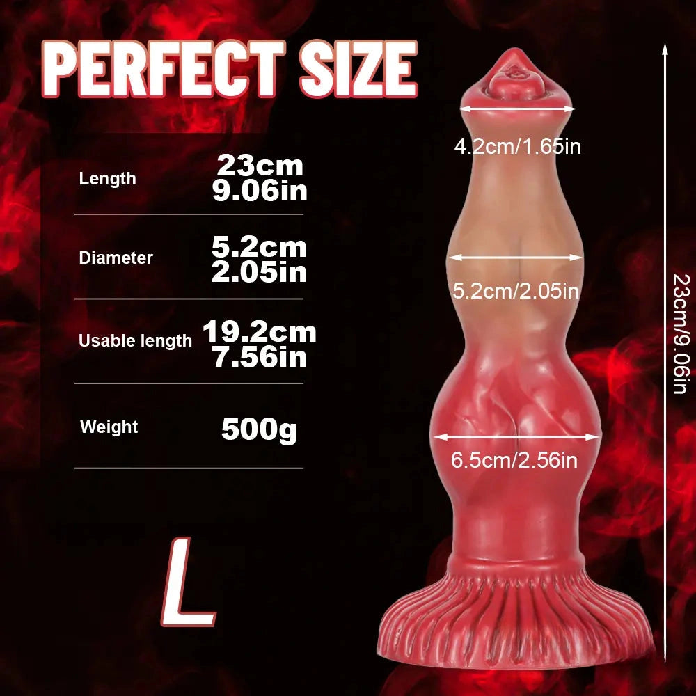 6.69in 7.48in 9.06in SML Silicone Fantasy Animal Dog Soft Cock Dildo