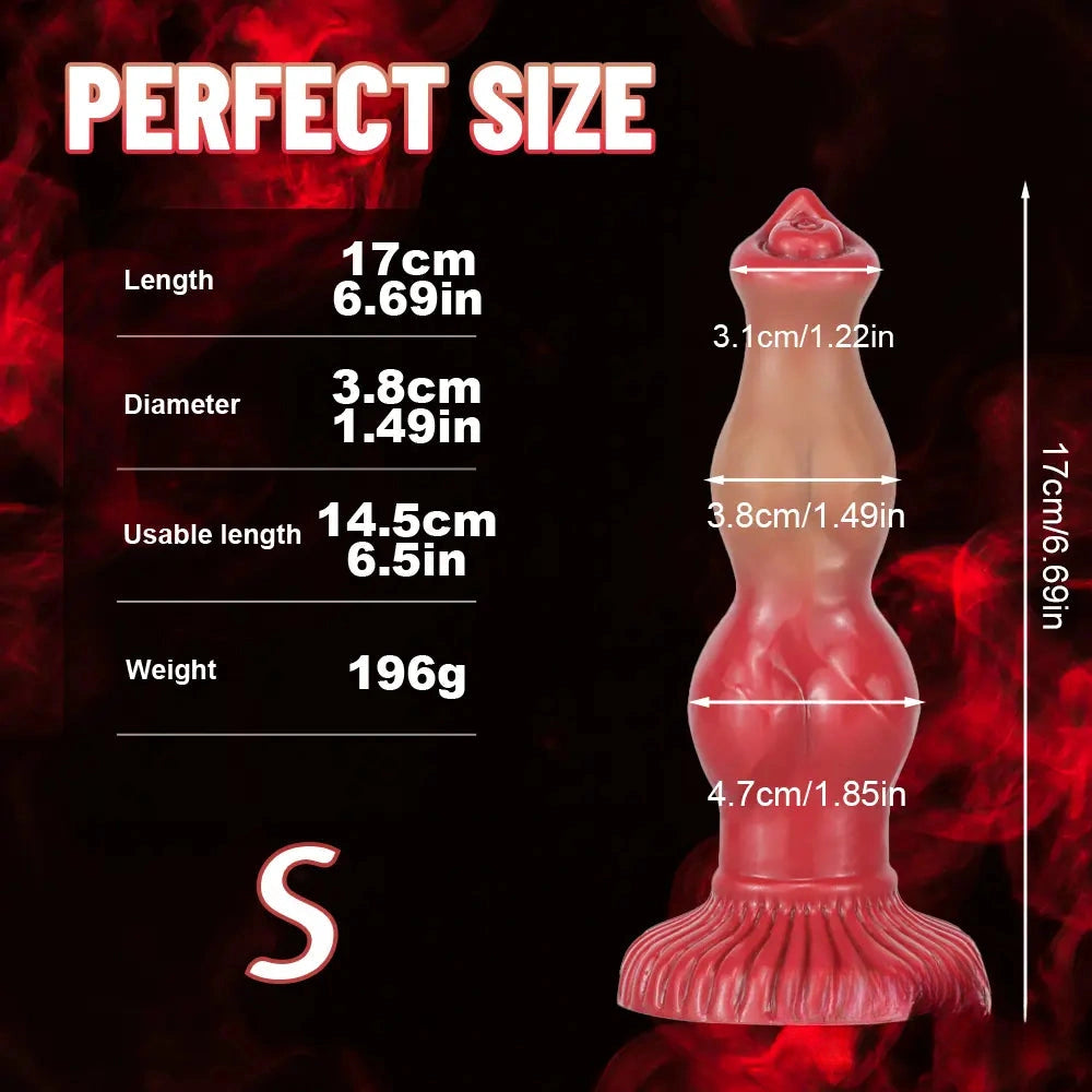 6.69in 7.48in 9.06in SML Silicone Fantasy Animal Dog Soft Cock Dildo