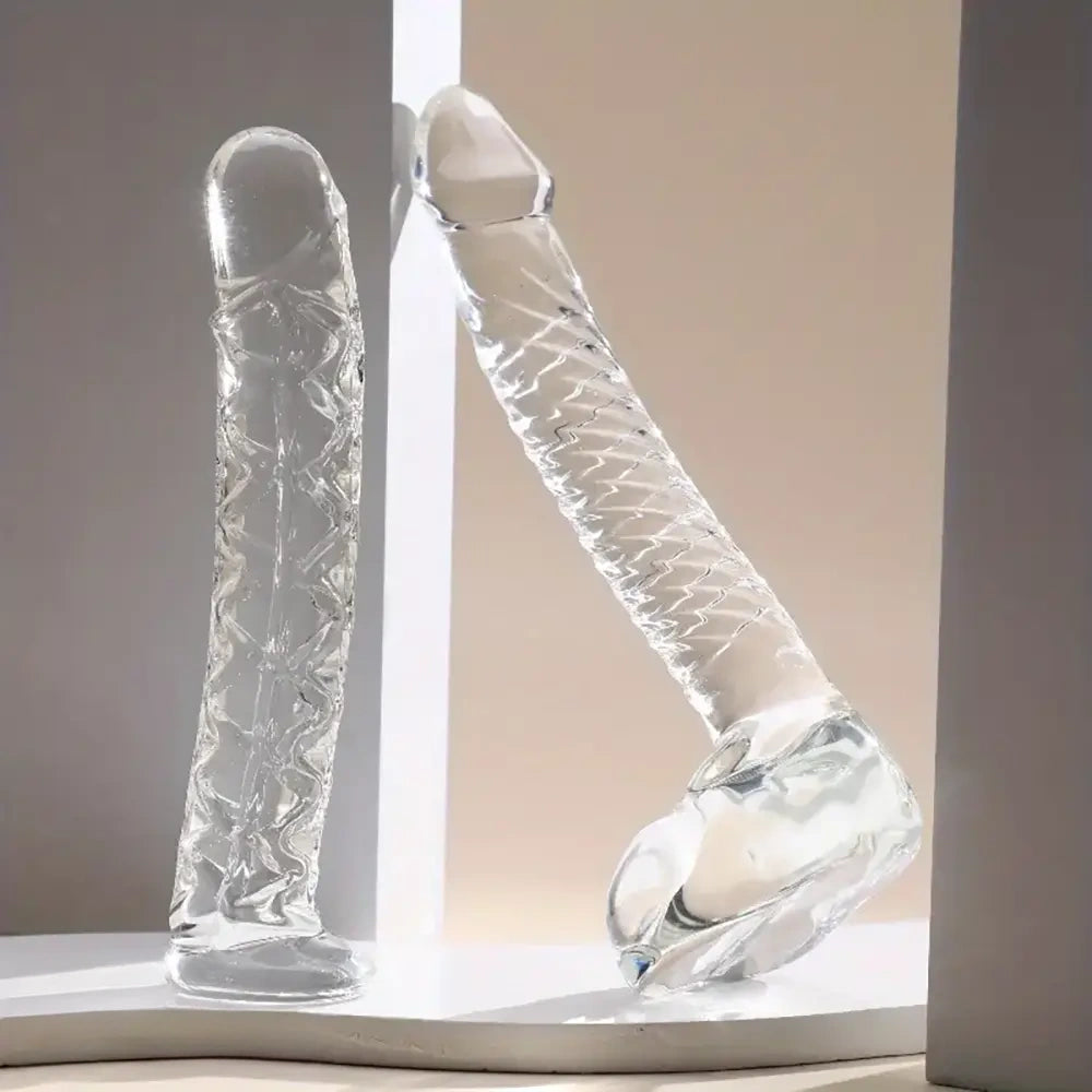 6.69in 7.68in Glass Clear Prostate Lifelike Dildo For Men Women