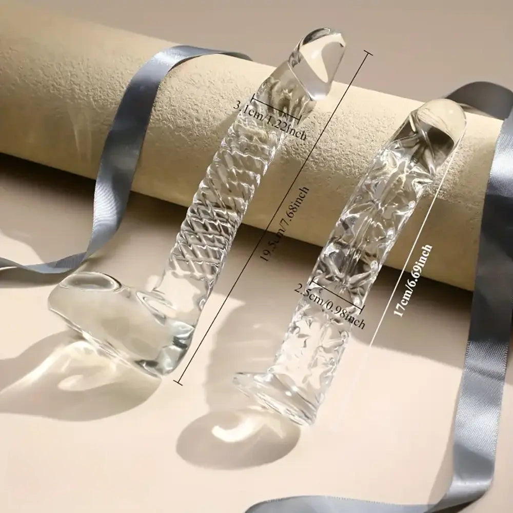 6.69in 7.68in Glass Clear Prostate Lifelike Dildo For Men Women