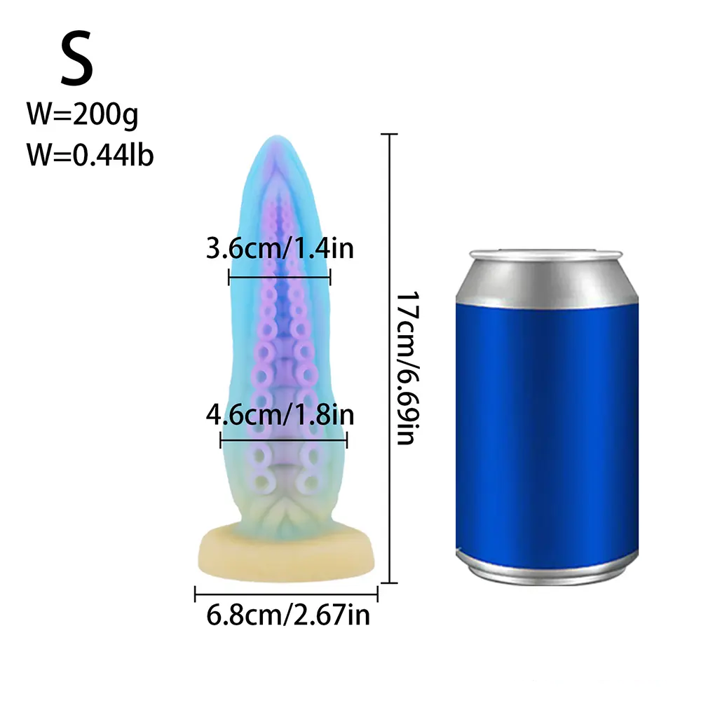 6.69in 7.87in 9.05in Fantasy Octopus Tentacle Silicone Soft Dildo