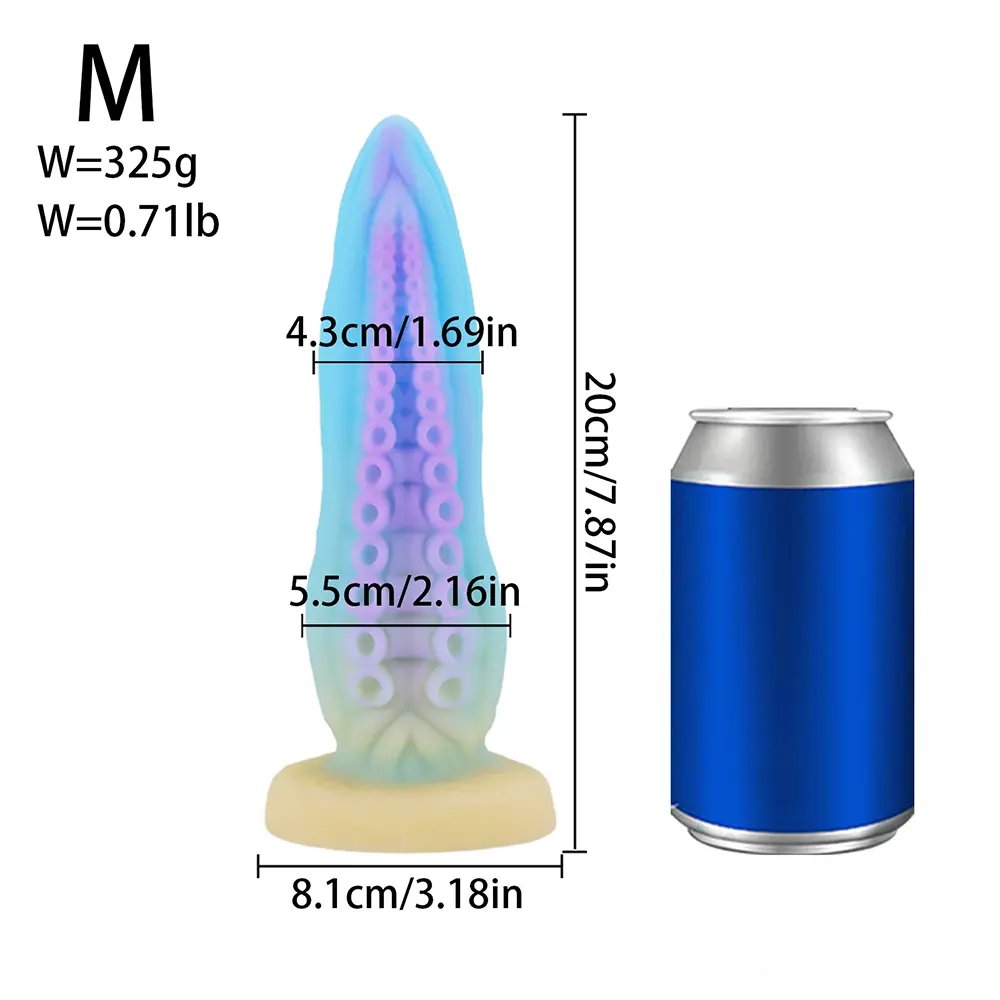 6.69in 7.87in 9.05in Fantasy Octopus Tentacle Silicone Soft Dildo