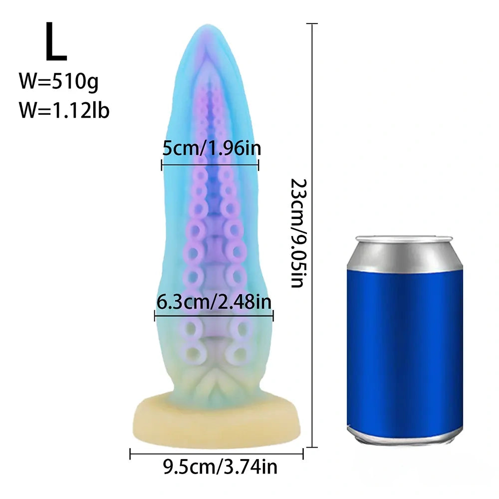 6.69in 7.87in 9.05in Fantasy Octopus Tentacle Silicone Soft Dildo