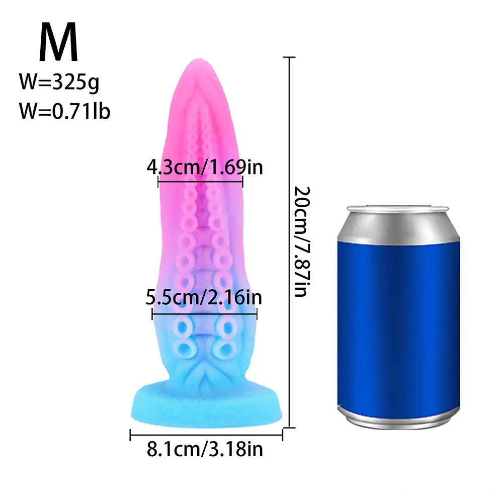 6.69in 7.87in 9.05in Fantasy Octopus Tentacle Silicone Soft Dildo