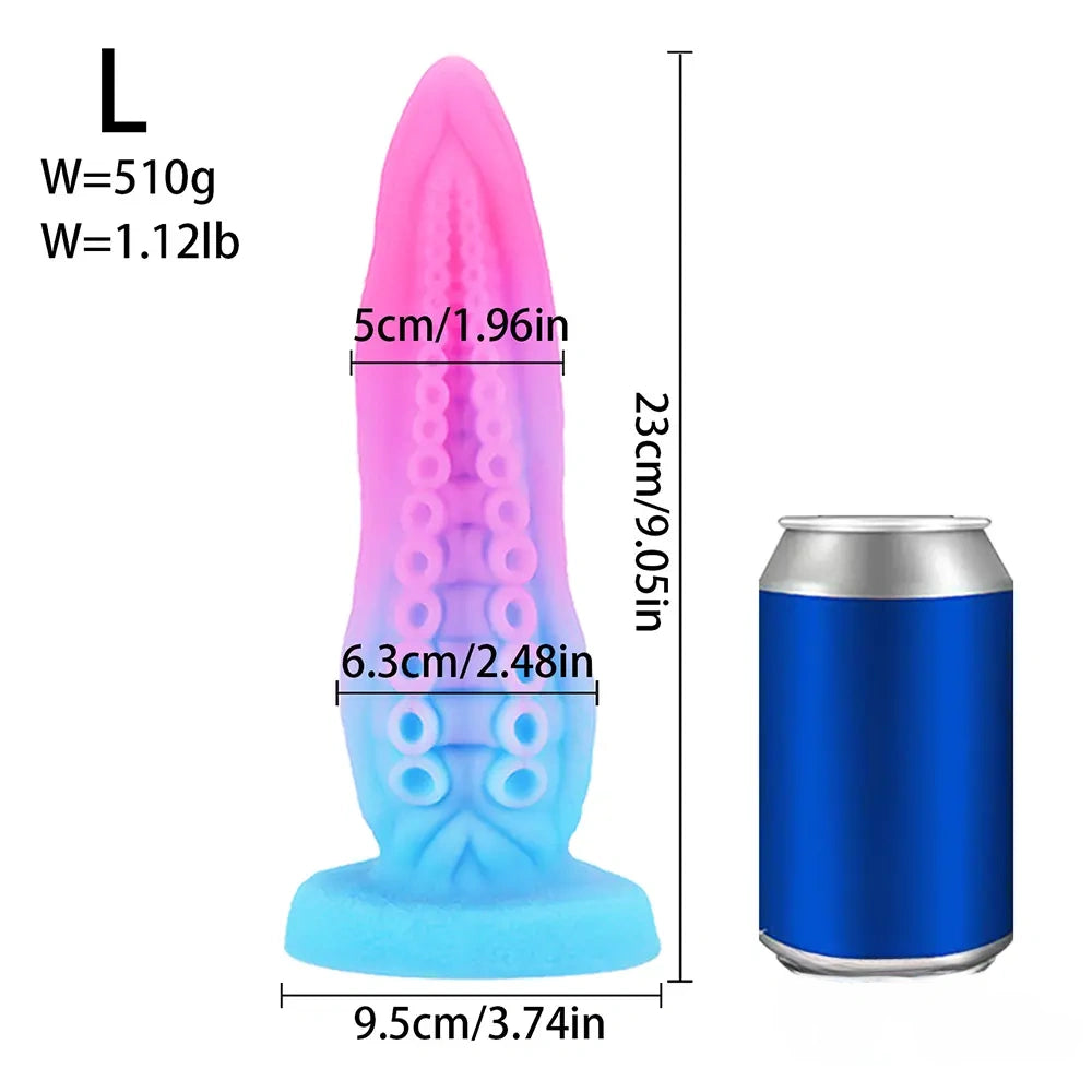 6.69in 7.87in 9.05in Fantasy Octopus Tentacle Silicone Soft Dildo