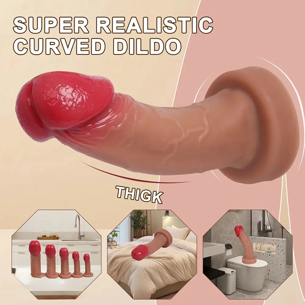 6.69in 8.26in 9.25in 10.62in 12.79in Mushroom Head Silicone Soft Dildo