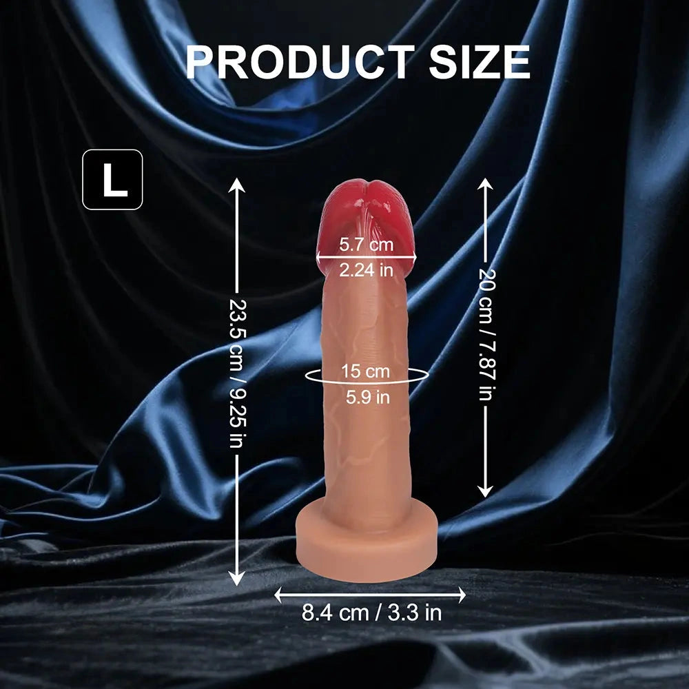 6.69in 8.26in 9.25in 10.62in 12.79in Mushroom Head Silicone Soft Dildo