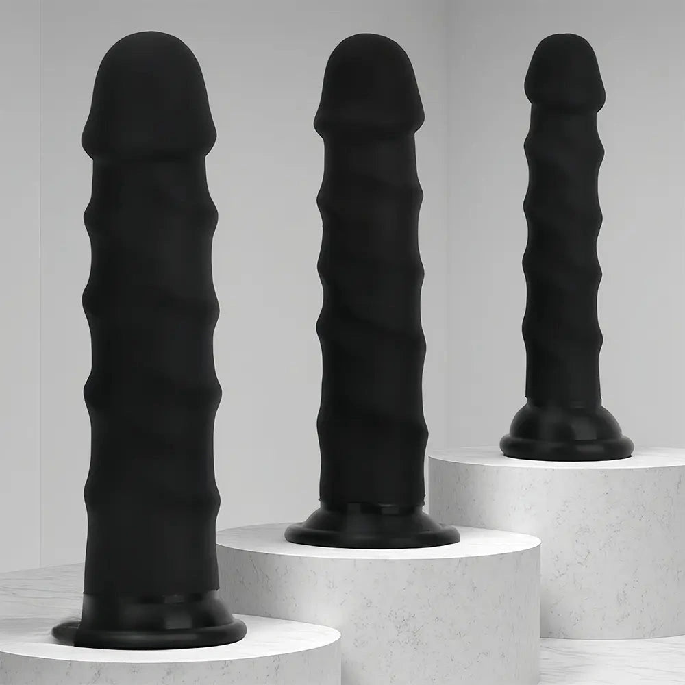 6.69in 8.46in 9.84in Black Mushroom Head Silicone Soft Dildo For Love