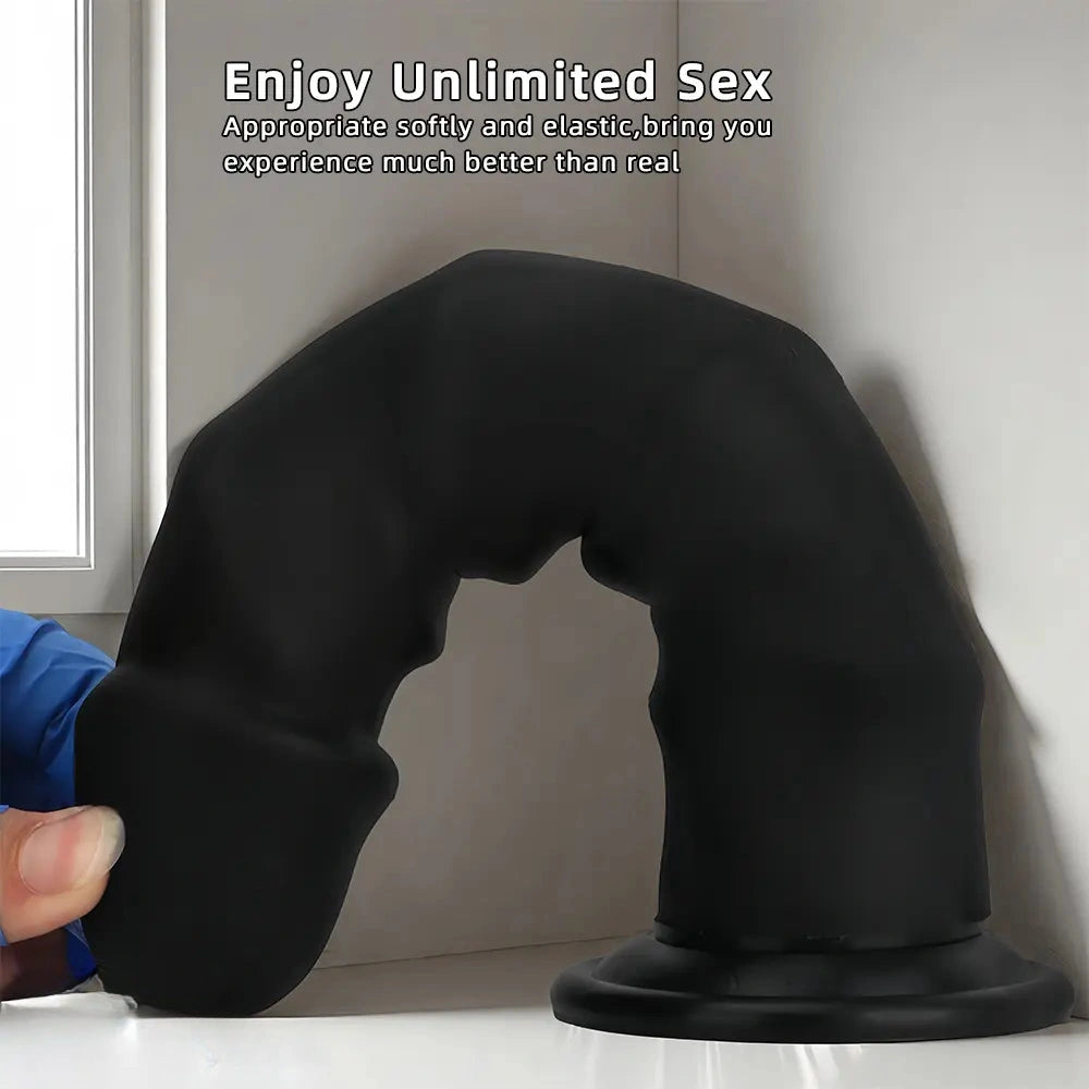 6.69in 8.46in 9.84in Black Mushroom Head Silicone Soft Dildo For Love