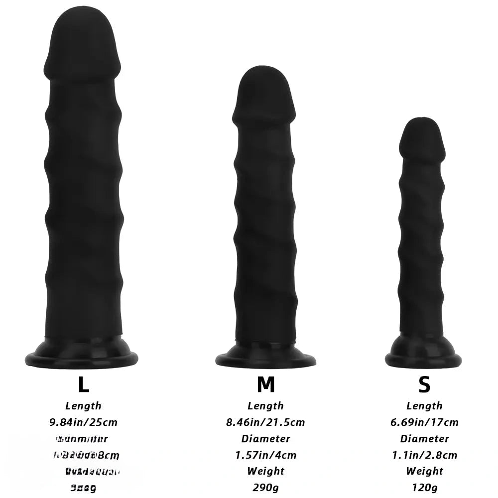 6.69in 8.46in 9.84in Black Mushroom Head Silicone Soft Dildo For Love