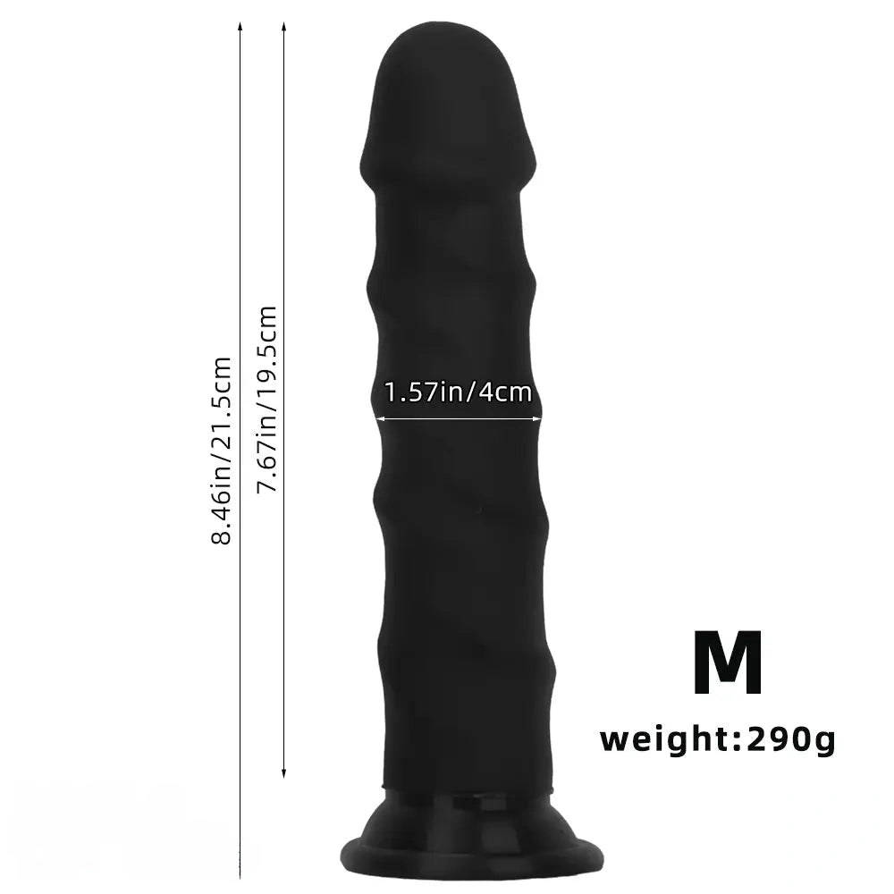 6.69in 8.46in 9.84in Black Mushroom Head Silicone Soft Dildo For Love