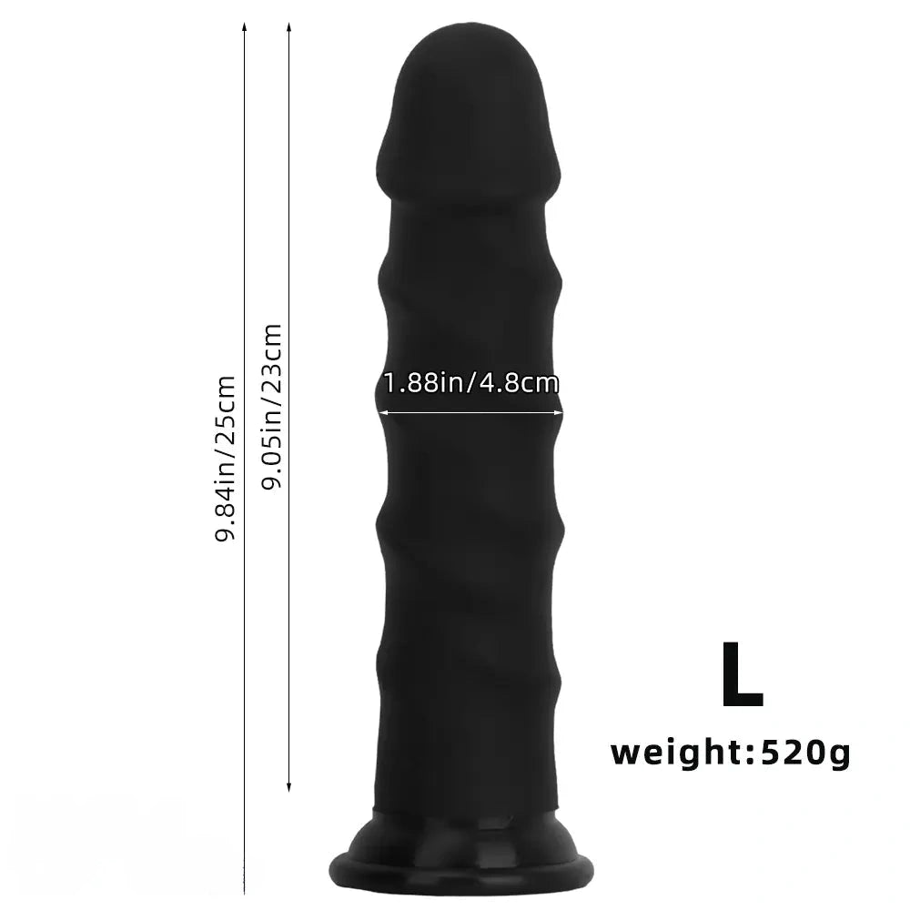 6.69in 8.46in 9.84in Black Mushroom Head Silicone Soft Dildo For Love