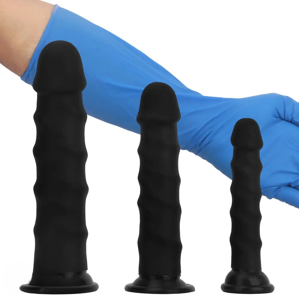 6.69in 8.46in 9.84in Black Mushroom Head Silicone Soft Dildo For Love