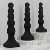6.69in 8.66in 10.23in Black Silicone Soft Large Anal Plug/Bead Dildo