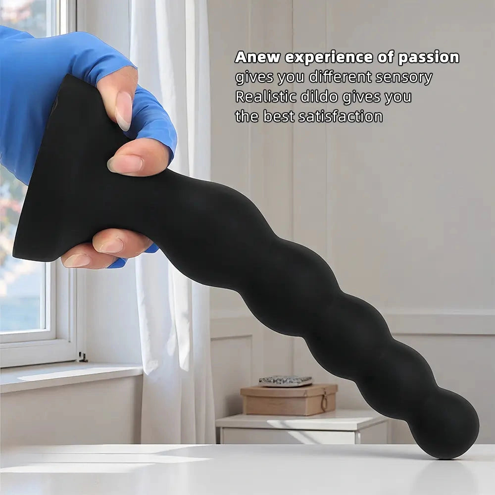 6.69in 8.66in 10.23in Black Silicone Soft Large Anal Plug/Bead Dildo