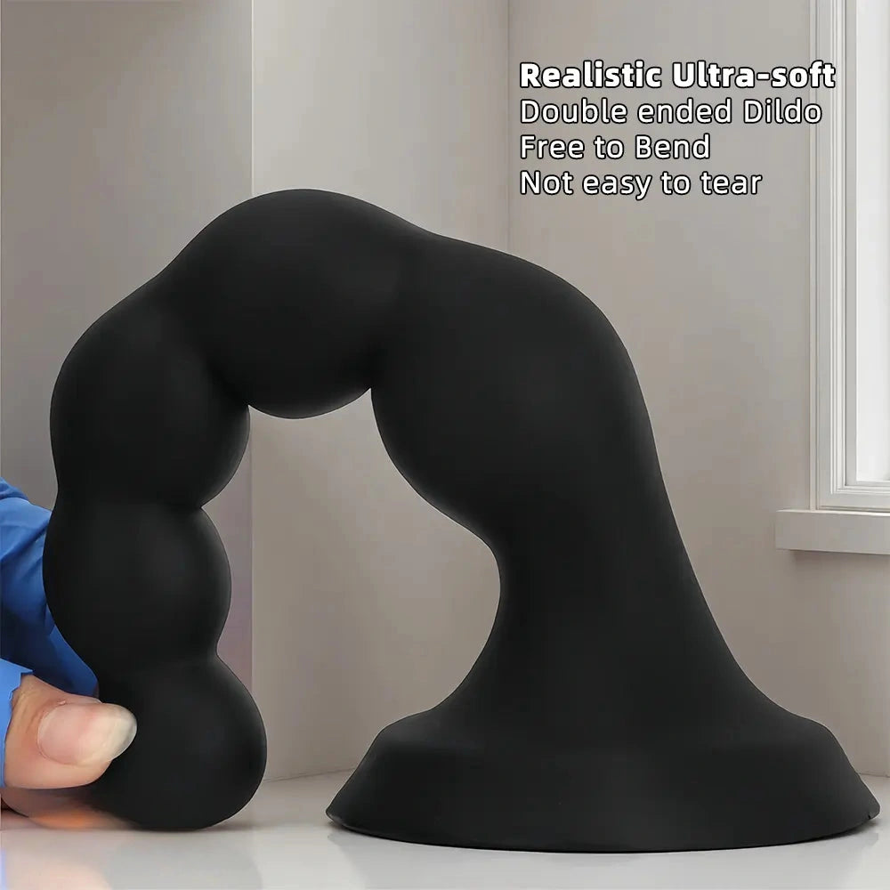 6.69in 8.66in 10.23in Black Silicone Soft Large Anal Plug/Bead Dildo