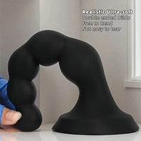 6.69in 8.66in 10.23in Black Silicone Soft Large Anal Plug/Bead Dildo