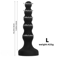 6.69in 8.66in 10.23in Black Silicone Soft Large Anal Plug/Bead Dildo