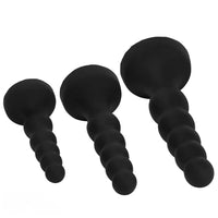 6.69in 8.66in 10.23in Black Silicone Soft Large Anal Plug/Bead Dildo