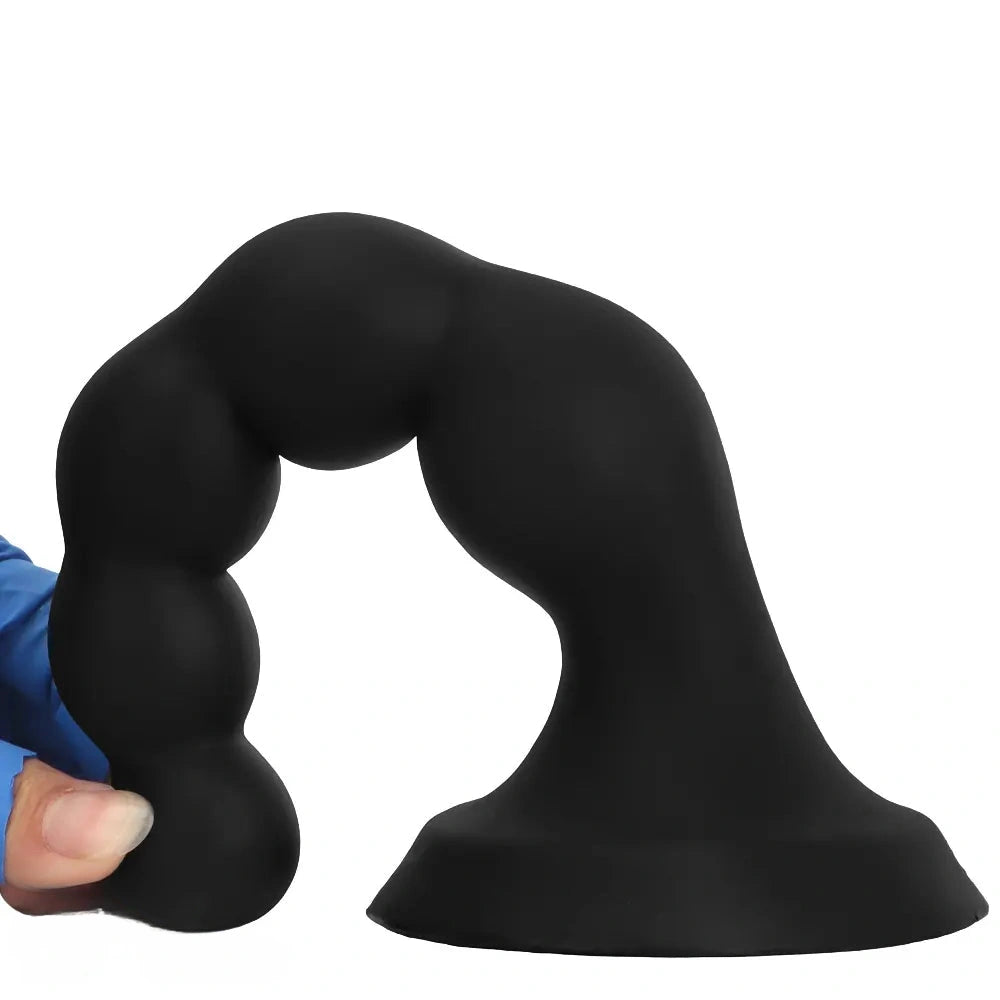 6.69in 8.66in 10.23in Black Silicone Soft Large Anal Plug/Bead Dildo